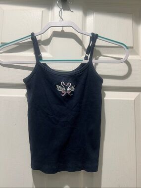 Hollister Navy Tank Top with Swan Embroidery
